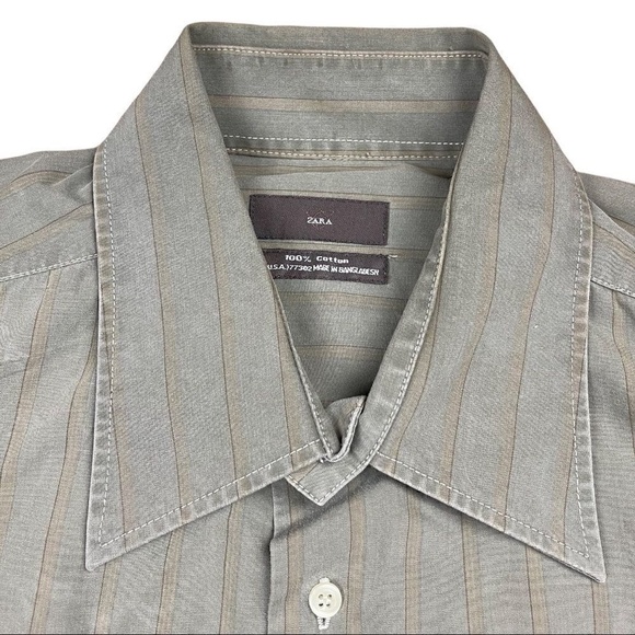 Zara‎ Shirt Adult Extra Large Size XL Green Abstract Print Button Down - Picture 4 of 8